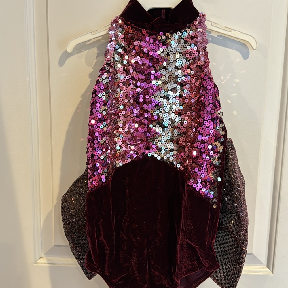 Child’s XL dance costume dress up pretend Halloween sequins large bow